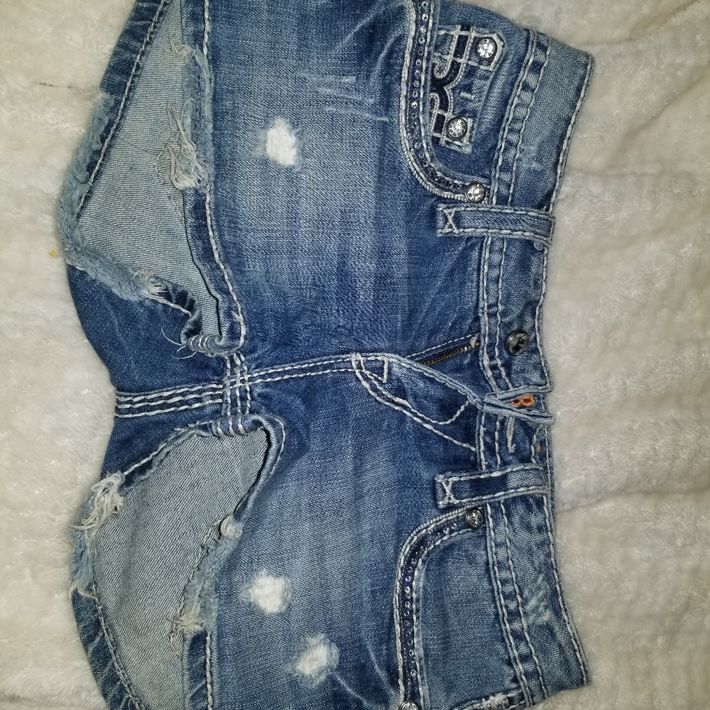 Rock revival denim and crystal shorts